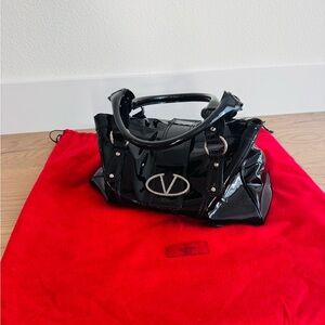 Rare Authentic Valentino Garavani Black Patent Leather Satchel